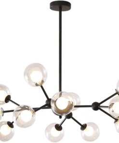 Chandelier, 12 Lights Modern Ceiling Light for Bedroom,Living Room,Dining Room,Black