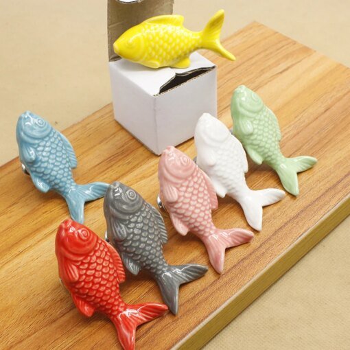 Buy Children Drawer Knobs Fish Shape Ceramic Handles for Kids Room Kitchen Cabinet Handles Cupboard Knobs Furniture Hardware online shopping cheap