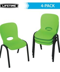 Children’s Plastic Stacking Chair – 4 Pk (Essential), 80473, Lime Green