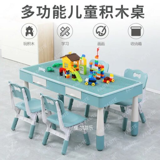 Buy Children‘s Building Block Table Multifunctional Assembled Educational Toy Children Draw To Learn Write And Eat online shopping cheap