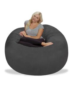 Chill Sack Bean Bag Chair, Memory Foam Lounger with Micorsuede Cover, Kids, Adults, 5 ft, Charcoal