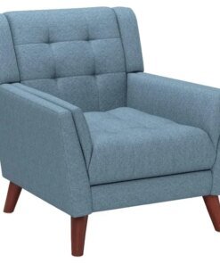 Christopher Knight Home Alisa Mid Century Modern Fabric Arm Chair, Blue and Walnut