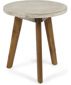Christopher Knight Home Gino Outdoor Acacia Wood Side Table, Light Gray Finish/Natural Finish desk table camping table