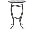 Christopher Knight Home Han Outdoor Ceramic Tile Side Table with Iron Frame, Blue / White Beautifully Designed and Durable