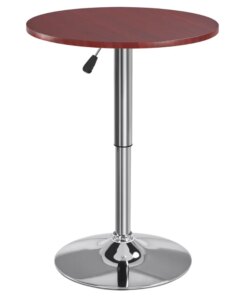 Chrome Base Round Swivel Bar Table for Bistro, Brown