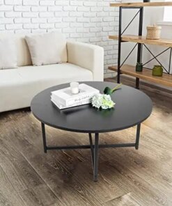 Coffee Table Modern Coffee Table Sofa Table Tea Table for Living Room, Office Desk, Balcony, Wood Desktop and Metal Legs,23.6inc