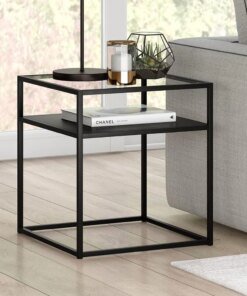 Coffee Tables Free Shipping Side Table Ada 20” Wide Square Side Table in Blackened Bronze Furniture Living Room Home