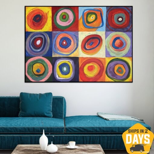 Buy Colored Circles Abstract Shapes Modern Colorful Art Kandinsky Style Paintings On Canvas Artwork for Room | PLANETS COLOR 48"x67.7" online shopping cheap