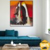 Buy Colorful Abstract Acrylic Painting Modern Wall Art Original Textured Artwork for Bedroom | EXTINCTION 35.4"x39.4" online shopping cheap