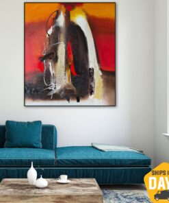 Colorful Abstract Acrylic Painting Modern Wall Art Original Textured Artwork for Bedroom | EXTINCTION 35.4"x39.4"