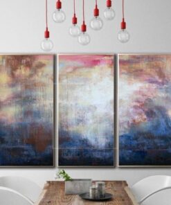 Colorful Abstract Painting Navy Blue Painting Beige Painting White Wall Art | ALLURING ABYSS