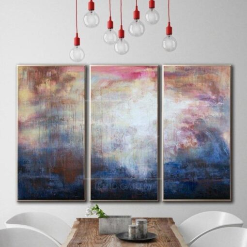 Buy Colorful Abstract Painting Navy Blue Painting Beige Painting White Wall Art | ALLURING ABYSS online shopping cheap