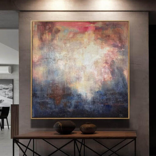 Buy Colorful Abstract Painting Navy Blue Painting Beige Painting White Wall Art Original Artwork Painting Art On Canvas | ALLURING ABYSS online shopping cheap