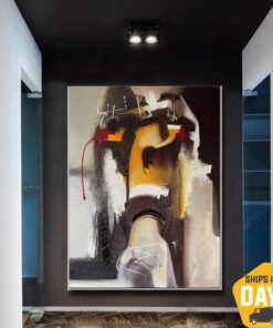 Colorful Abstract Portrait Original Painting on Canvas Modern Textured Artwork for Office Decor | LOOK BACK 47.2"x39.4"