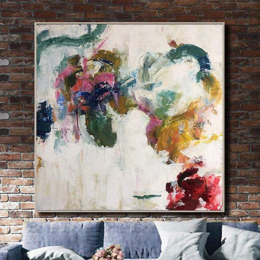 Buy Colorful Acrylic White Paintings On Canvas Original Wall Art Abstract Wall Decor | BRIGHT ILLUSION online shopping cheap