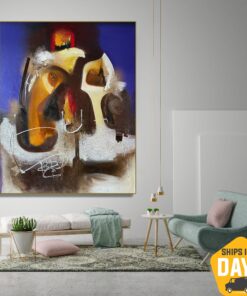 Colorful Family Oil Painting Abstract Silhouettes Wall Hanging Artwork for Room Decor | FAMILY HEARTH 47.2"x39.4"