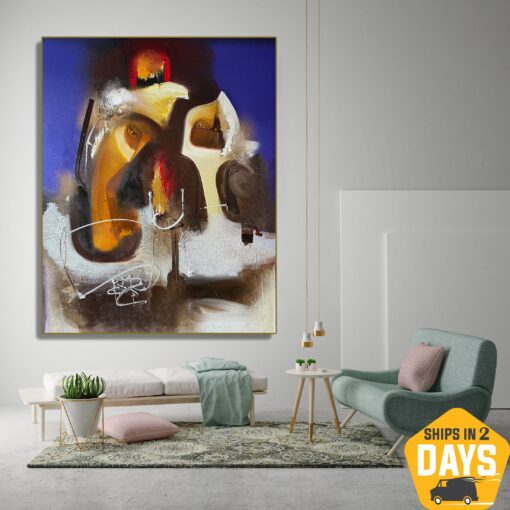 Buy Colorful Family Oil Painting Abstract Silhouettes Wall Hanging Artwork for Room Decor | FAMILY HEARTH 47.2"x39.4" online shopping cheap