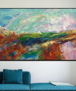 Colorful Landscape Painting Abstract Countryside Art Palette Knife Artwork Heavy Textured Painting Contemporary Art Marble Wall Art | BIRD-EYE VIEW