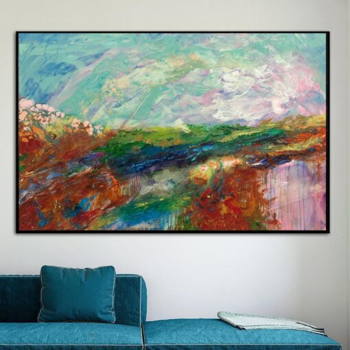 Buy Colorful Landscape Painting Abstract Countryside Art Palette Knife Artwork Heavy Textured Painting Contemporary Art Marble Wall Art | BIRD-EYE VIEW online shopping cheap