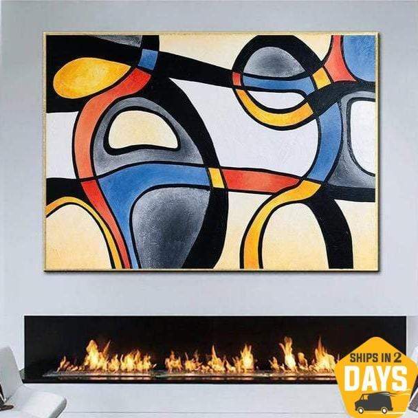 Buy Colorful Lines Paintings On Canvas Large Contemporary Wall Art Oil Texture Art Wall Decor | RAINBOW MOSAIC 36"x60" online shopping cheap