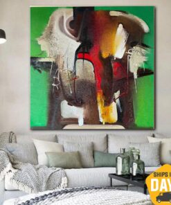 Colorful Oil Painting Minimalist Colorful Wall Art Abstract Painting on Canvas Modern Artwork for Home Decor | CONTEXT 39.4"x39.4"