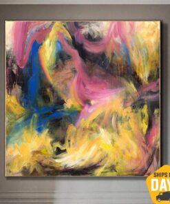 Colorful Painting Abstract Canvas Art Modern Painting Multicolor Abstract Wall Art Contemporary Wall Art Decor | SUMMER MOTIVES 60"x60"
