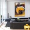 Colorful Painting On Canvas Original Yellow Artwork Abstract Textured Wall Art Decor for Room | SAND SHAFT 27.5"x20"