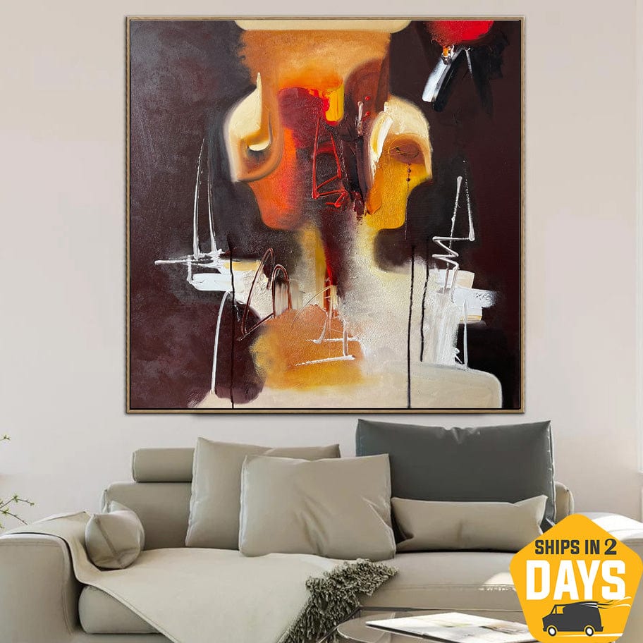 Buy Colorful Paintings On Canvas Creative Wall Art Abstract Textured Oil Painting for Office Decor | DISCUSSION 35.4"x39.4" online shopping cheap