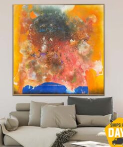 Colorful Spots Painting On Canvas Large Abstract Washed out Colors Creative Textured Painting Wall Art for Living Room Decor | AMNESIA 50"x50"