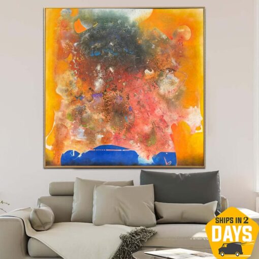 Buy Colorful Spots Painting On Canvas Large Abstract Washed out Colors Creative Textured Painting Wall Art for Living Room Decor | AMNESIA 50"x50" online shopping cheap