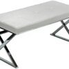 Buy Contemporary Metal Entryway X- Bench in Leather Like Vinyl