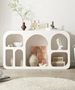 Cream display cabinet living room white cave cabinet shelf floor bookcase simple arched cabinet porch cabinet storage cabinet