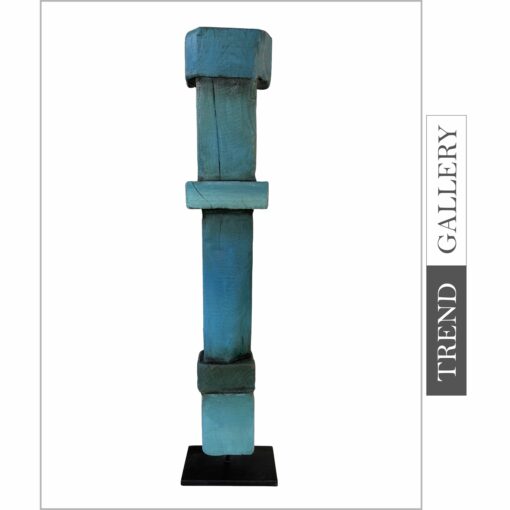 Buy Creative Blue Totem Original Table Decor Wood Sculpture Modern Desktop Art for Home | TURQUOISE 27"x4.7" online shopping cheap