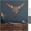 Buy Creative Bull Head Wood Sculpture Hand Carved Modern Sculpture Abstract Desktop Art for Living Room | BULL STRENGTH 22"x16.6" online shopping cheap
