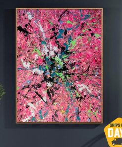 Creative Colored Oil Painting Abstract Pink Paintings On Canvas Original Artwork for Living Room Decor | PINK SPLASH 54"x39.4"