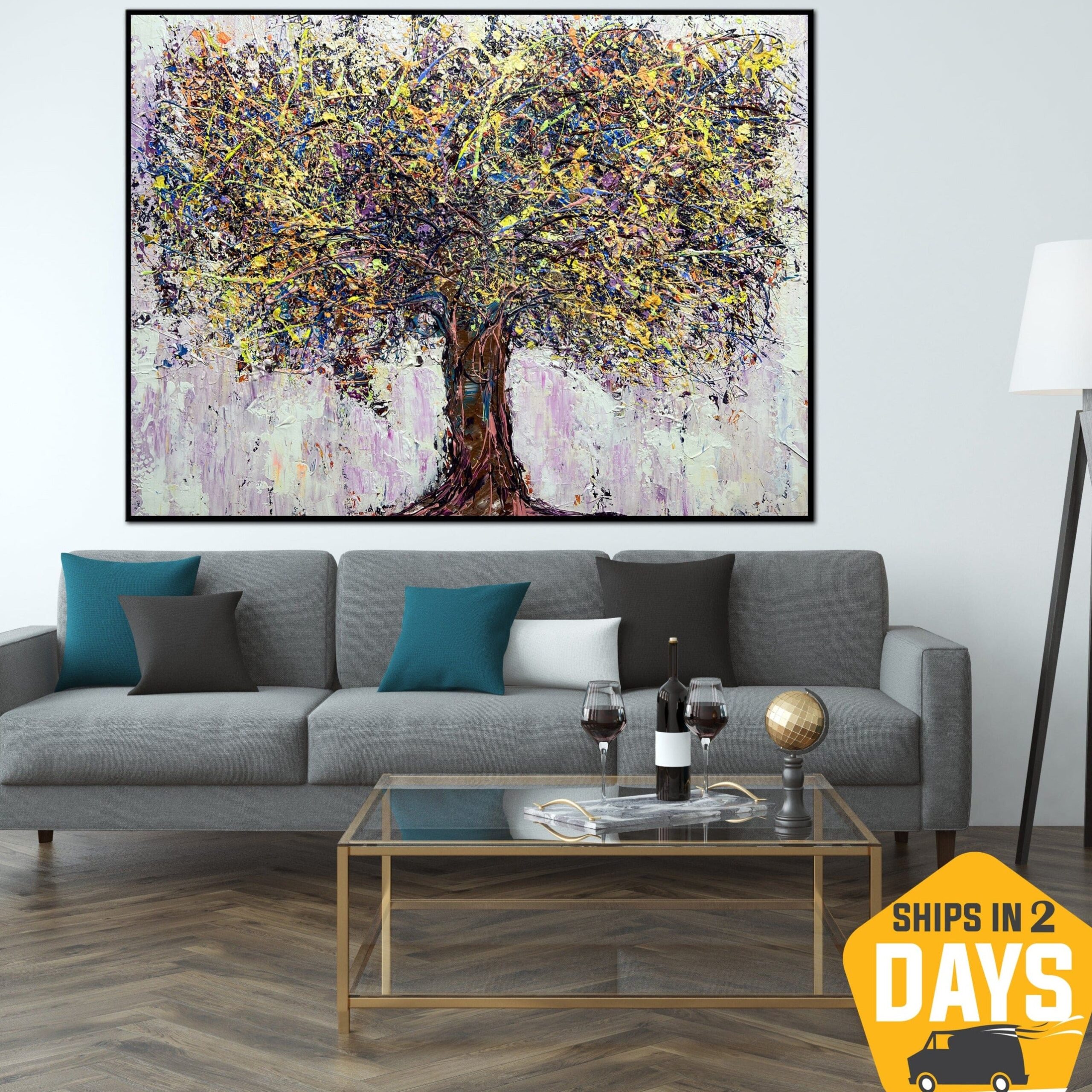 Buy Creative Colorful Tree Oil Paintings Abstract Wall Art Modern Textured Artwork for Home Decor | EMOTION TREE 33.5"x45" online shopping cheap
