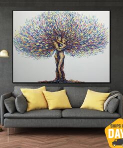 Creative Colorful Tree Painting on Canvas Abstract Couple in Love Wall Art for Home Decor | KINDRED SPIRITS 40"x54"