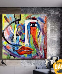 Creative Face Oil Painting Colorful Modern Paintings On Canvas Abstract Wall Art for Home Decor | COLORS OF THE SOUL 32"x32"