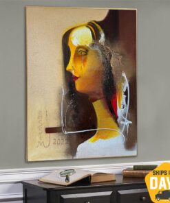Creative Female Silhouette Wall Art Colorful Greek Mythology Abstract Woman Oil Painting for Room Decor | MOIRA ATROPOS 31.4"x23.6"