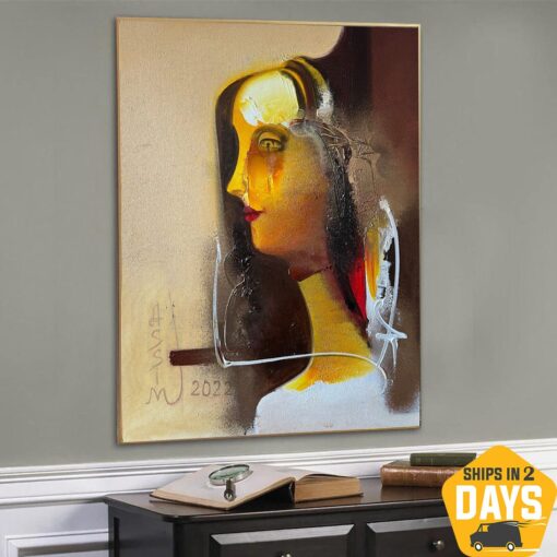 Buy Creative Female Silhouette Wall Art Colorful Greek Mythology Abstract Woman Oil Painting for Room Decor | MOIRA ATROPOS 31.4"x23.6" online shopping cheap