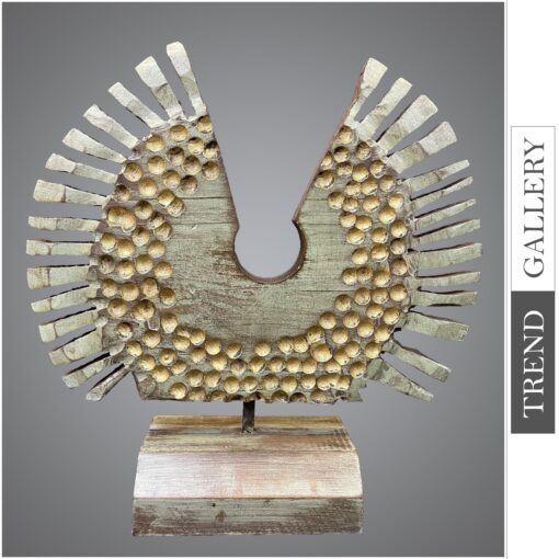 Buy Creative Figurative Wood Sculpture Hand Carved Modern Sculpture Gold Wood Desktop Art for Home | PHEASANT 15.8"x15.8" online shopping cheap