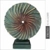 Buy Creative Round Wood Sculpture Hand Carved Modern Sculpture Ribbed Desktop Art Original Table Figurine | OCEAN VORTEX 20"x16" online shopping cheap