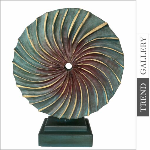 Buy Creative Round Wood Sculpture Hand Carved Modern Sculpture Ribbed Desktop Art Original Table Figurine | OCEAN VORTEX 20"x16" online shopping cheap