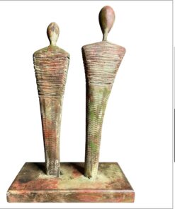 Creative Wood Sculpture Original Hand Carved Couple in Love Modern Table Figurine for Home Decor | DUET 12"x17"