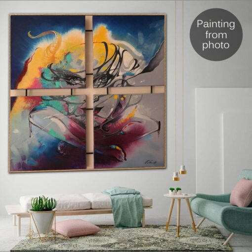 Buy Custom Paintings from Photo Abstract Figurative Oil Painting Original Modern Handmade Art Wall Decor for Indie Room | PAINTING FROM PHOTO #21 online shopping cheap