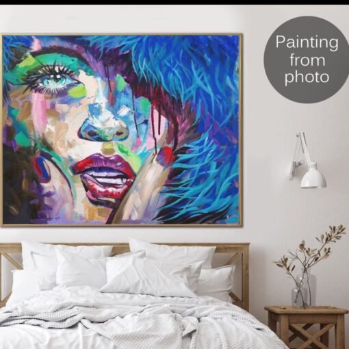 Buy Custom Paintings from Photo Original Abstract Face Figurative Art Modern Textured Hand Painted Art Wall Decor | PAINTING FROM PHOTO #19 online shopping cheap