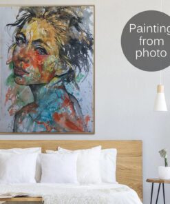 Custom Portrait Paintings From Photo Original Girl Artwork Colorful Figurative Painting Hand Painted Art Wall Decor | PAINTING FROM PHOTO #12