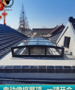 Customized electric sun room ceiling retractable roof smart glass folding push-pull mobile patio roof