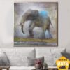 Buy Elephant Wall Art Animal Art Large Original Oil Painting Gold Leaf Art Elephant Painting | ELEPHANT IN THE FOG 32"x32" online shopping cheap