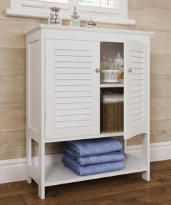 Ellsworth Collection Two-Door Floor Storage Cabinet with Open , White
